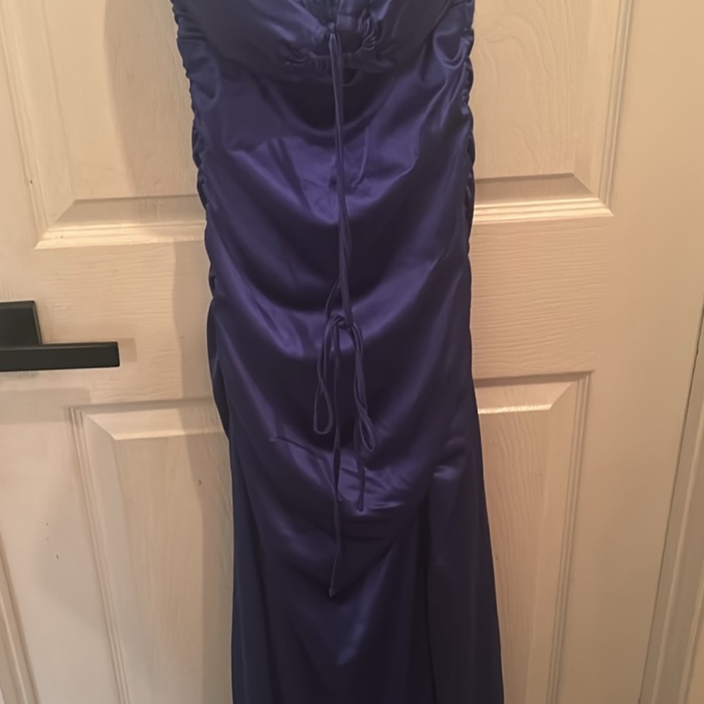Elegant Navy Satin Gown
